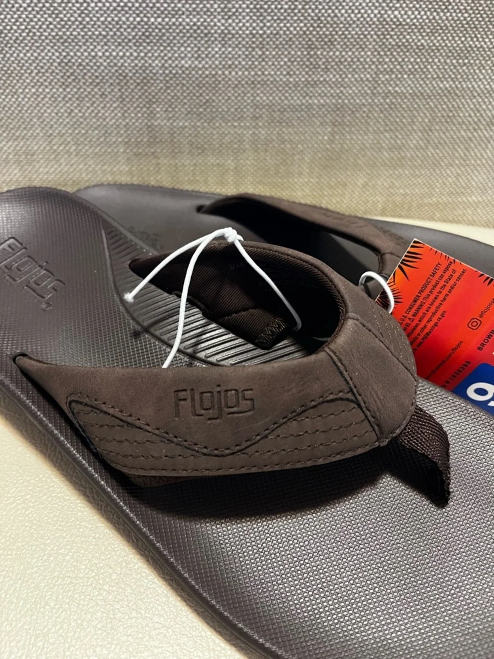Flojos Brown Men's Cushioned Flip Flops Size 9